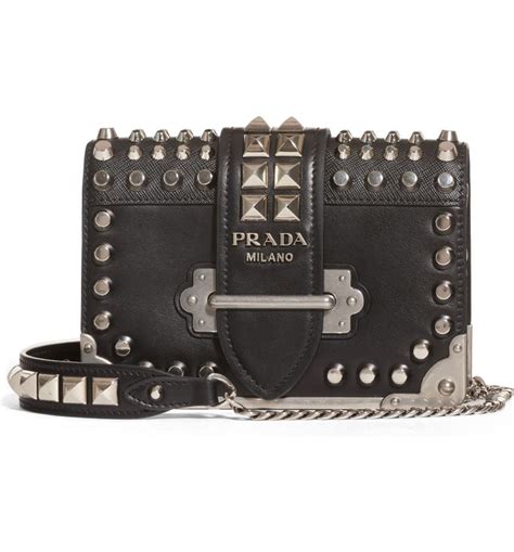 cahier studded leather crossbody bag prada|Prada Cahier Leather Bag.